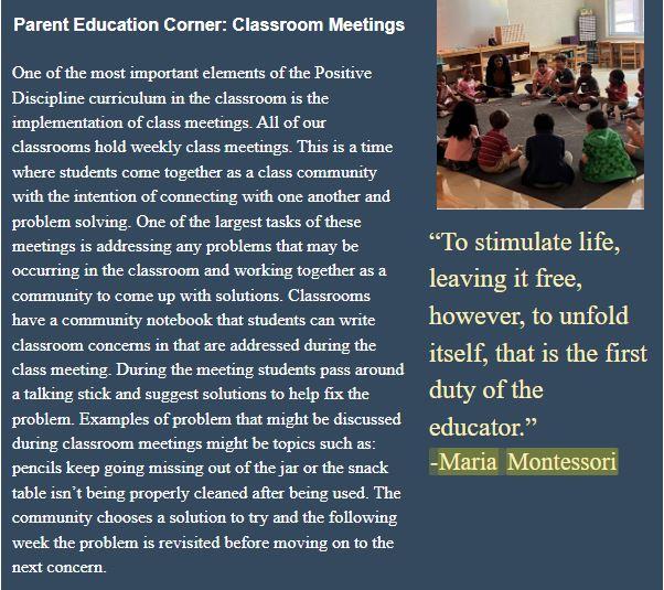 Classroom Meetings Information